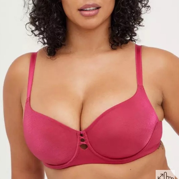 NWT Torrid T-Shirt Unlined Underwire Bra Glossy Mesh Vivacious Pink, Size 46D - Picture 1 of 7